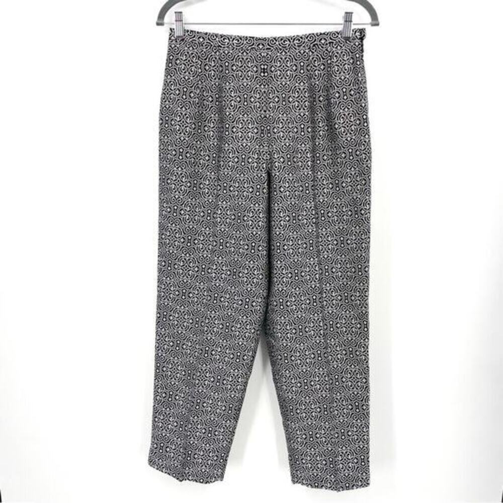 Talbots Pure Silk Dress Pants Size 8 Silver Black‎